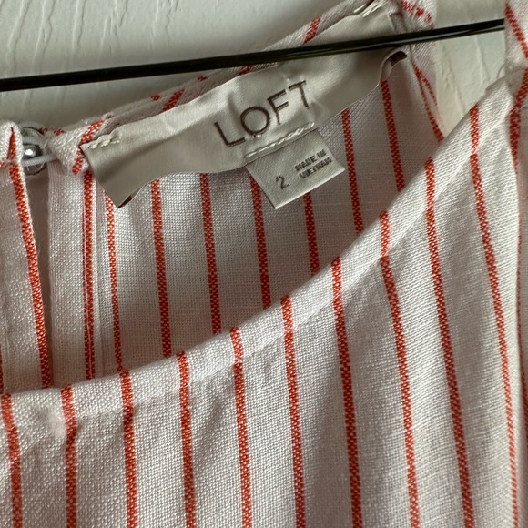 LOFT Linen Pink and White Striped Jumpsuit - Picture 8 of 12